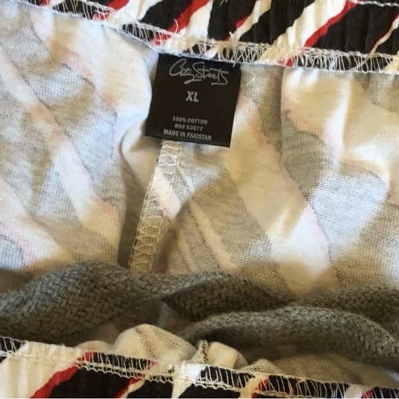 Men’s City Streets 100% cotton diagonal zebra stripe joggers black white red - Picture 4 of 4